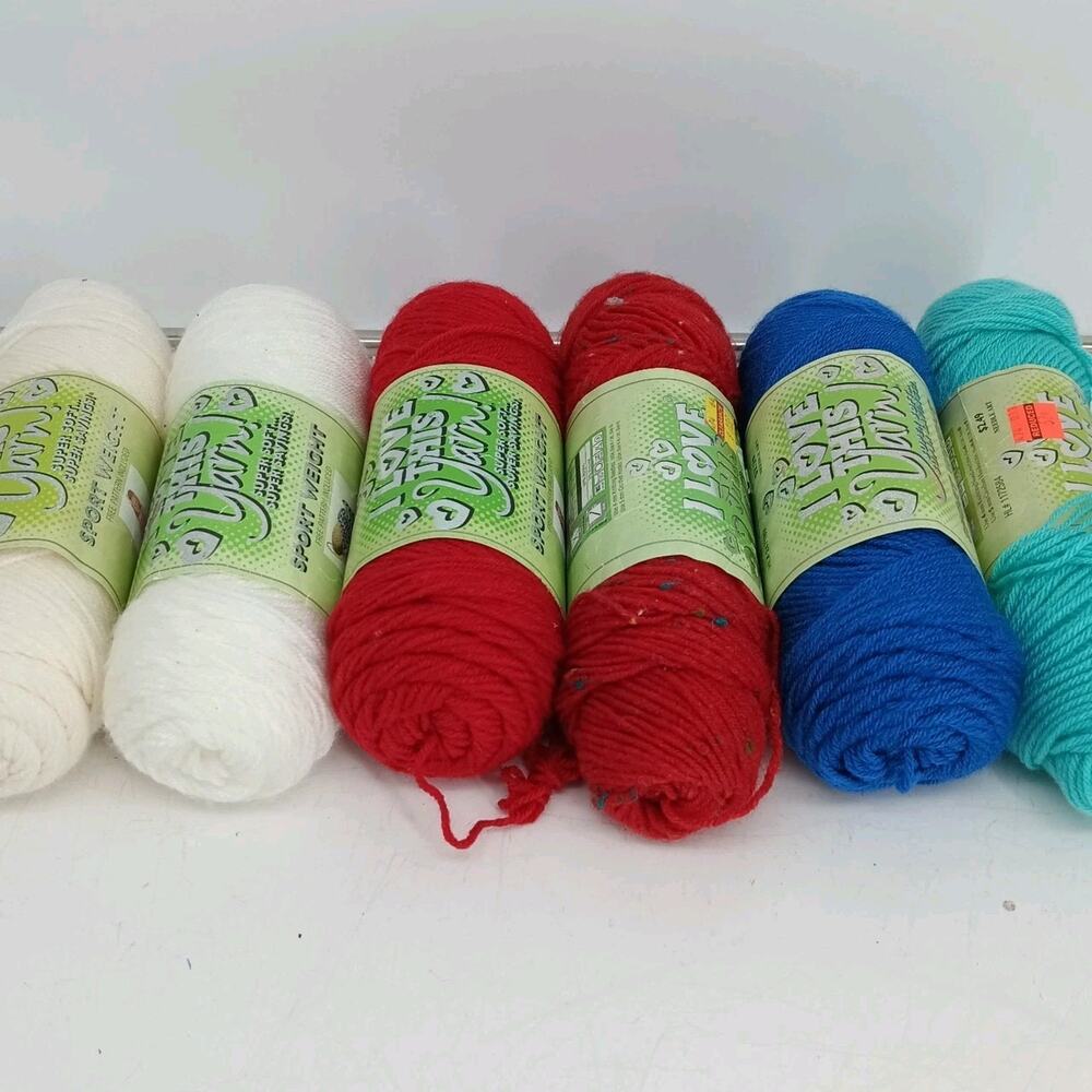 6X I Love This Yarn! Sport Weight 100% Acrylic Lot Skeins Colors
